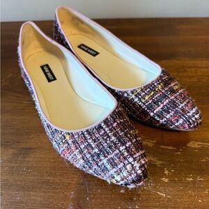 Nine West Pink and Brown Flats with Tweed Texture
